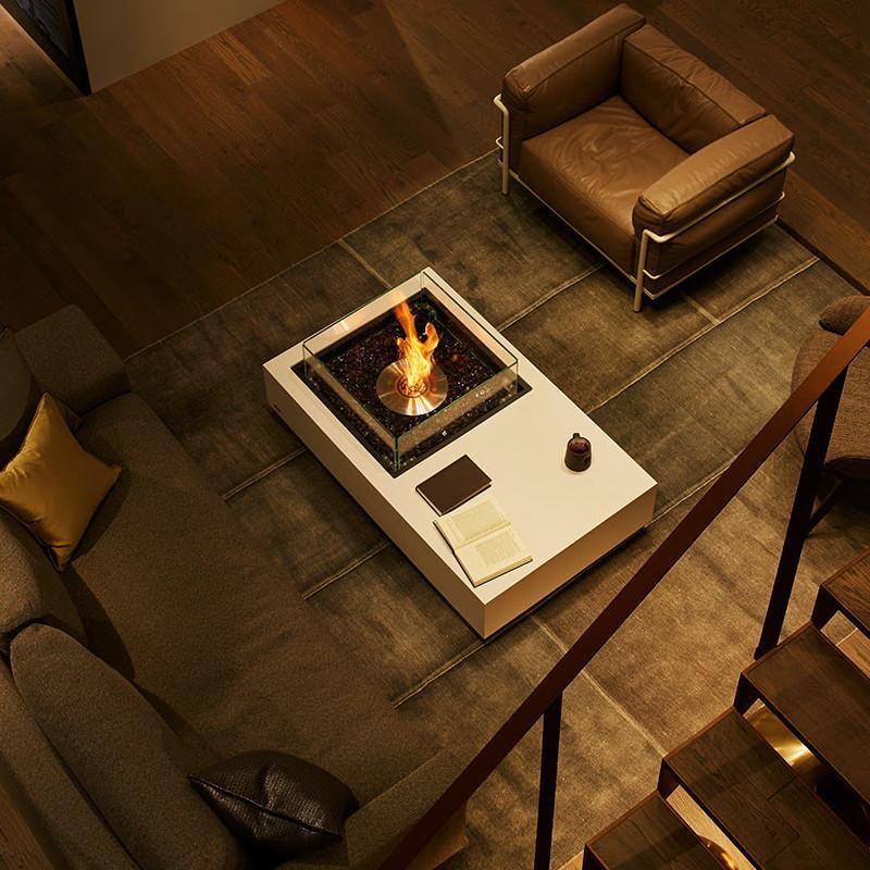 Manhattan Bioethanol Fire Pit Table - Bone - EcoSmart Fire