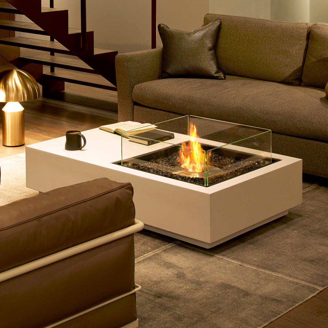 Manhattan Bioethanol Fire Pit Table - Bone - EcoSmart Fire