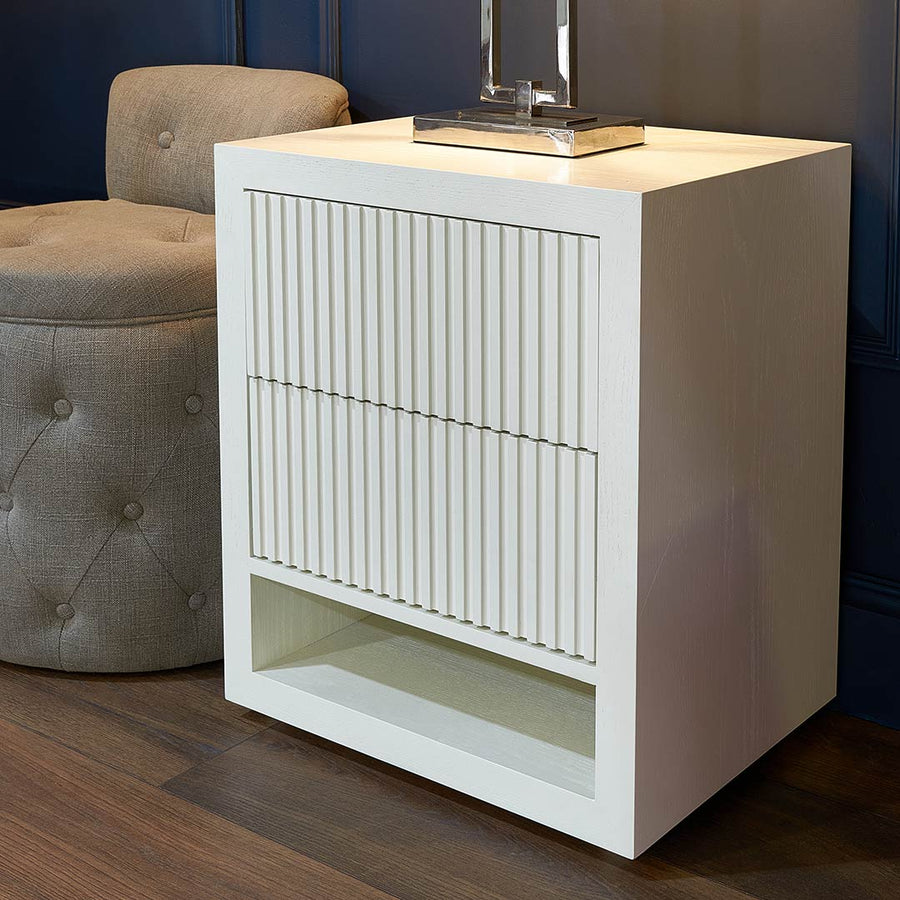 Marans Bedside Table in painted white — detail