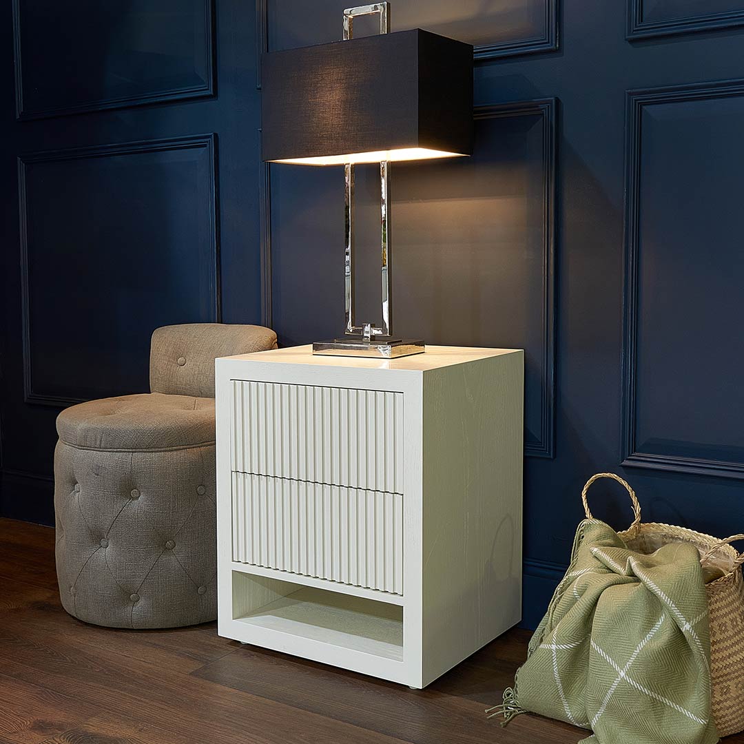 Marans Bedside Table in painted white — alternative angle