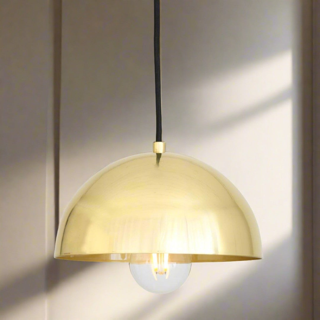 Maua Small Brass Dome Pendant Light - Mullan Lighting