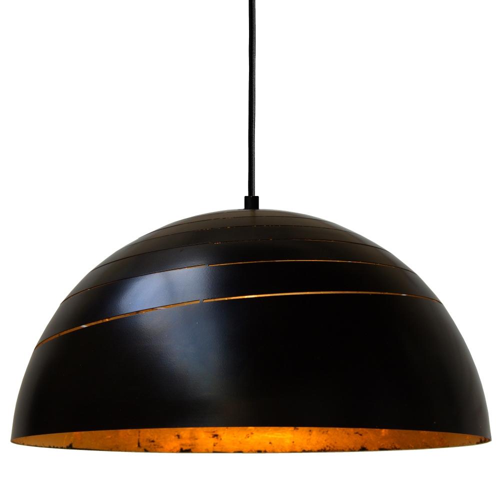 Midas Black Dome Gold Leaf Pendant Light - Mullan Lighting