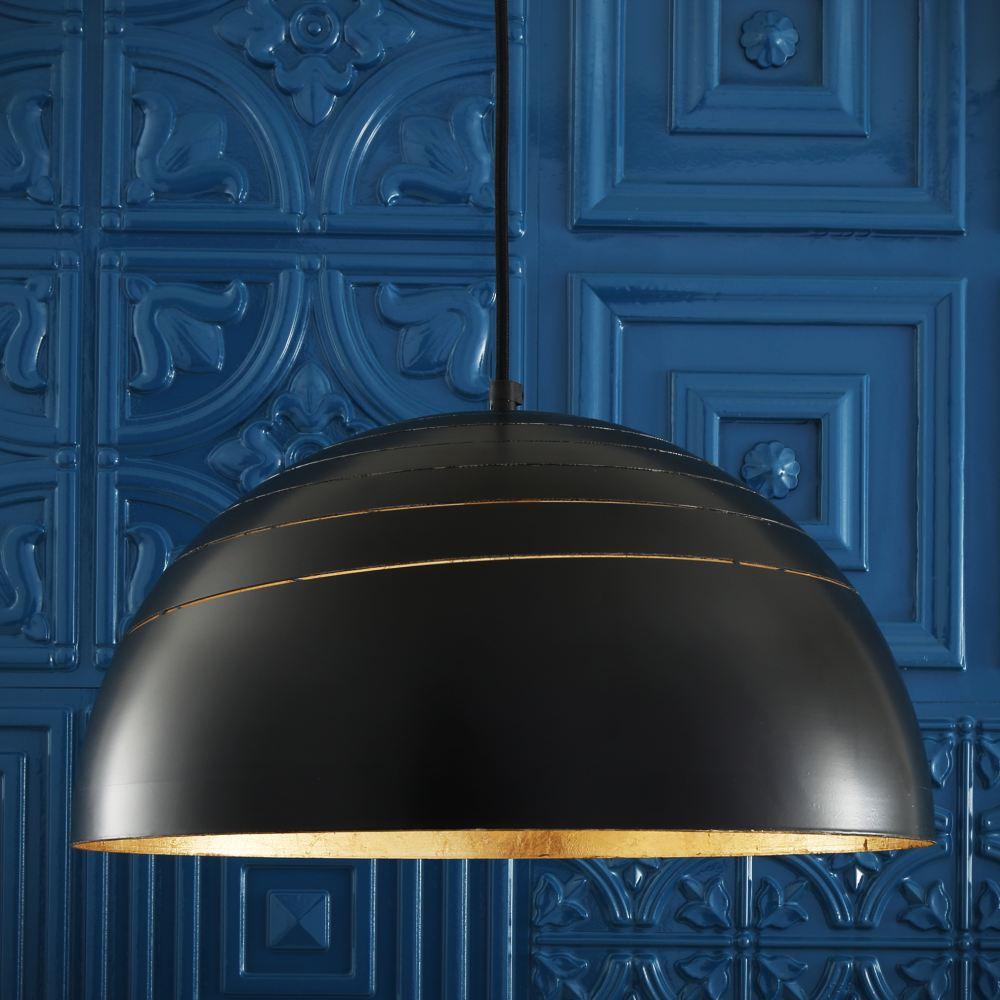 Midas Black Dome Gold Leaf Pendant Light - Mullan Lighting