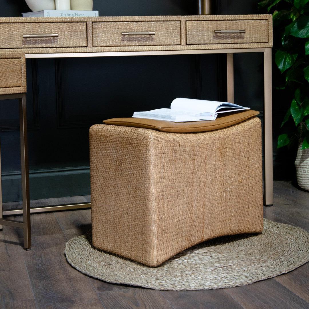 Molin Stool in natural tan — front view