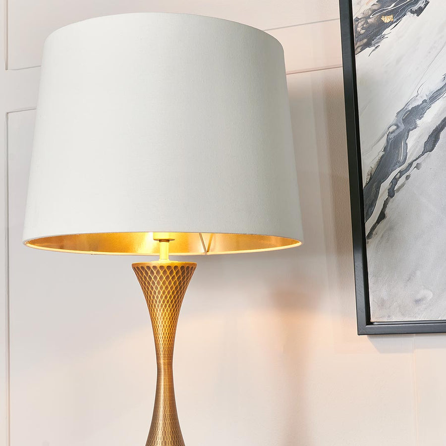 Mulhouse Table Lamp in antique brass and opal — detail