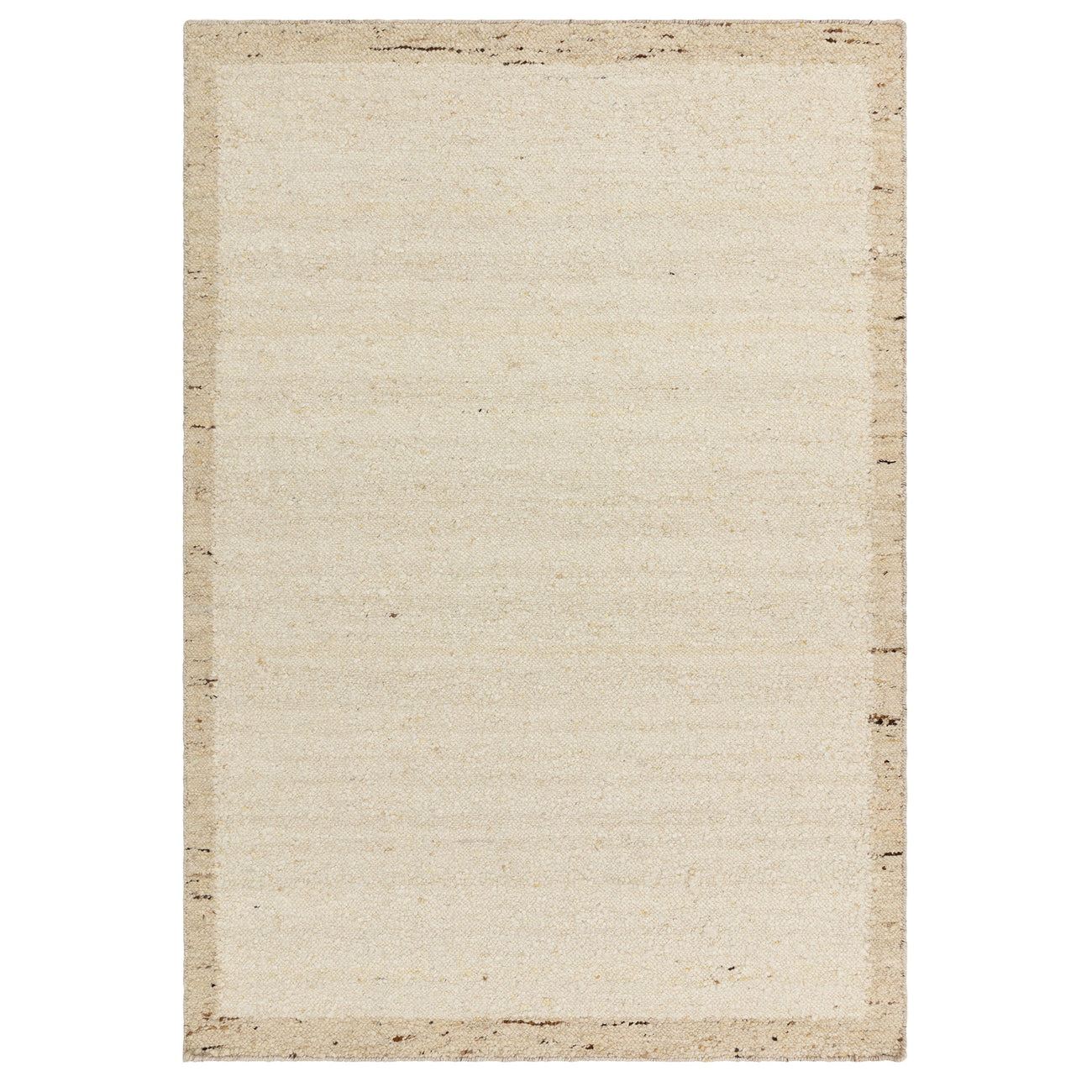Napa natural border wool rug on white background, full view