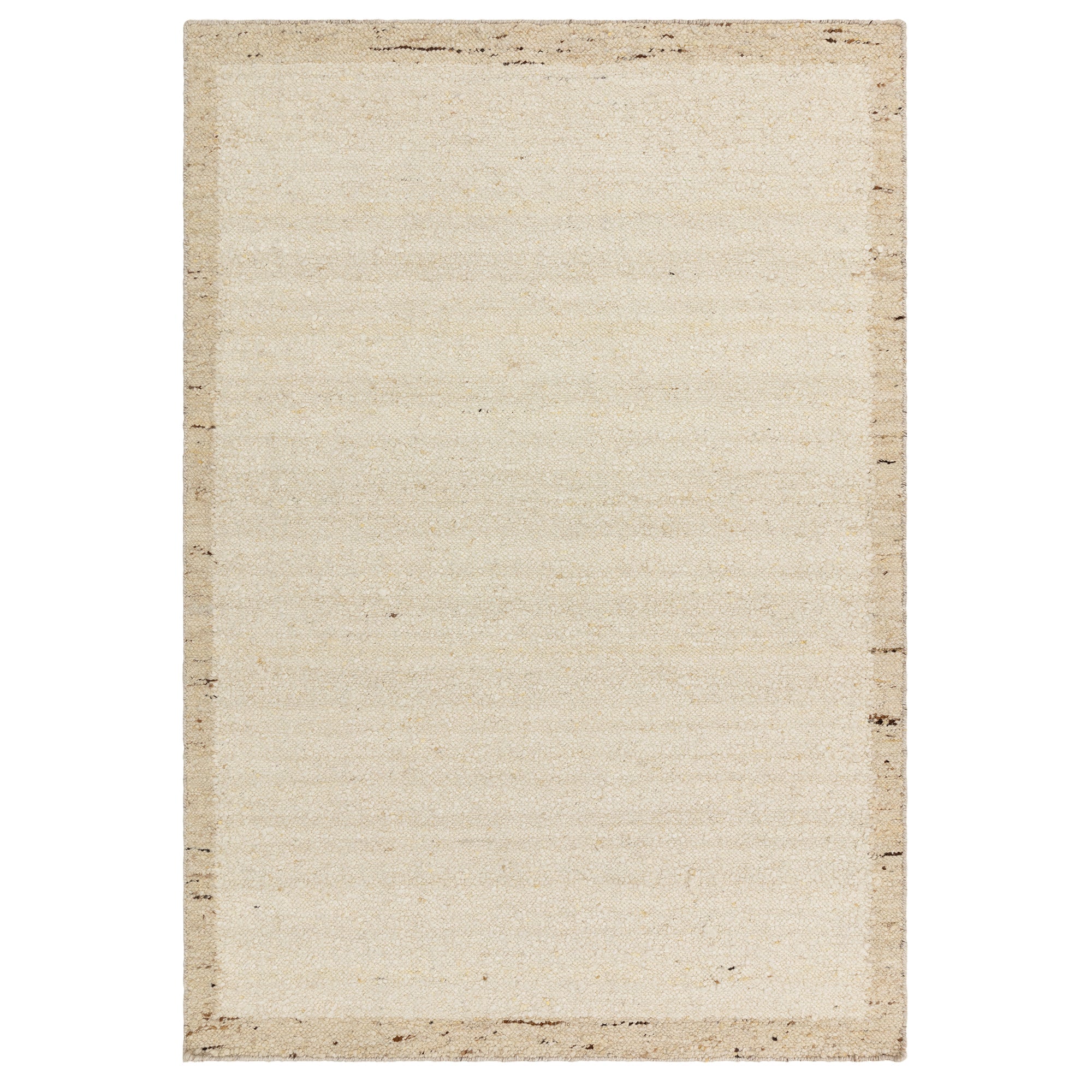 Napa natural border wool rug on white background, full view
