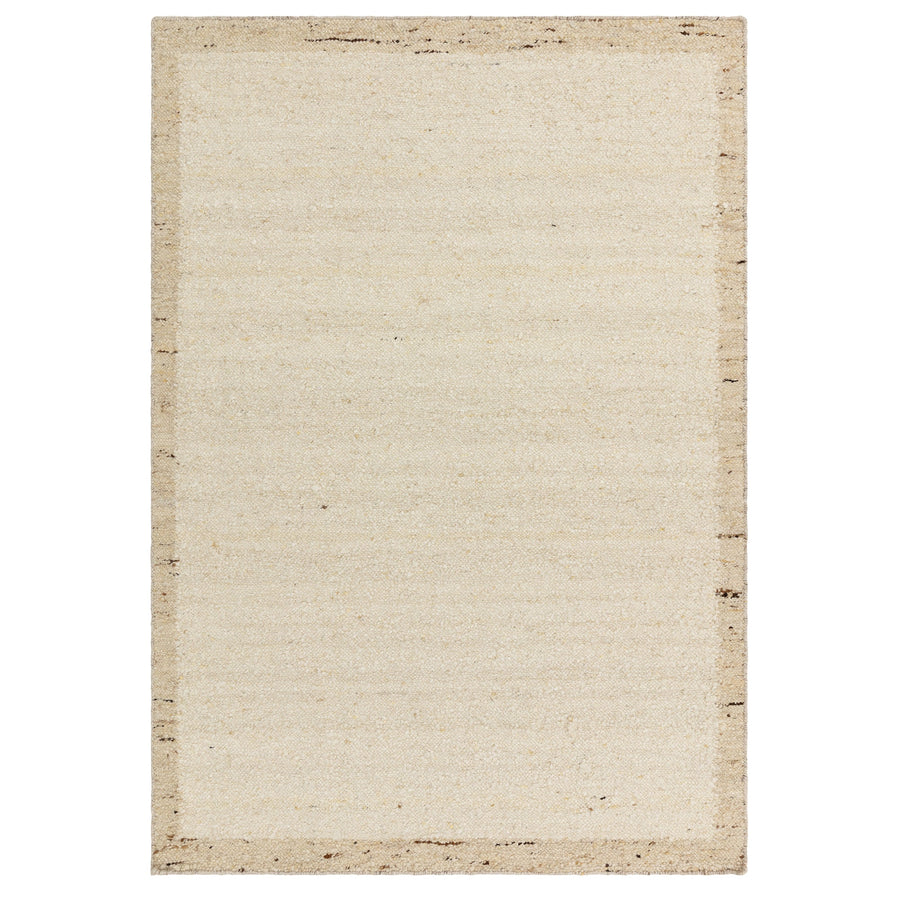 Napa natural border wool rug on white background, full view