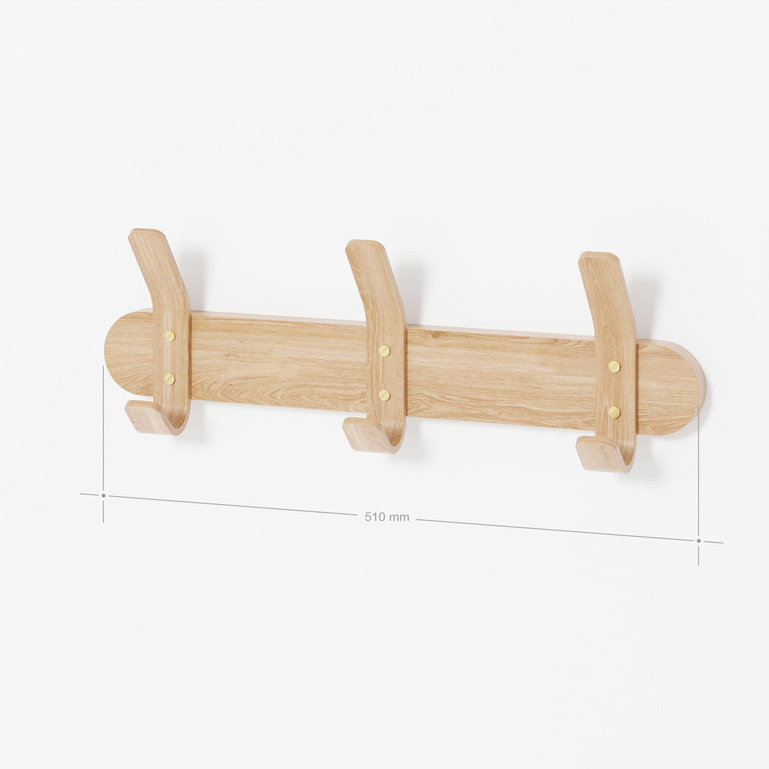 Natural Oak Three Hook Rail