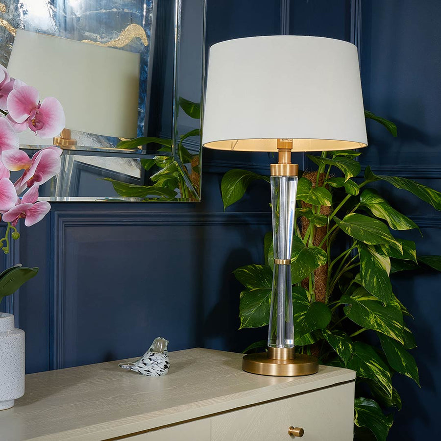 Nelle Table Lamp - Antique Brass in antique brass and opal — detail