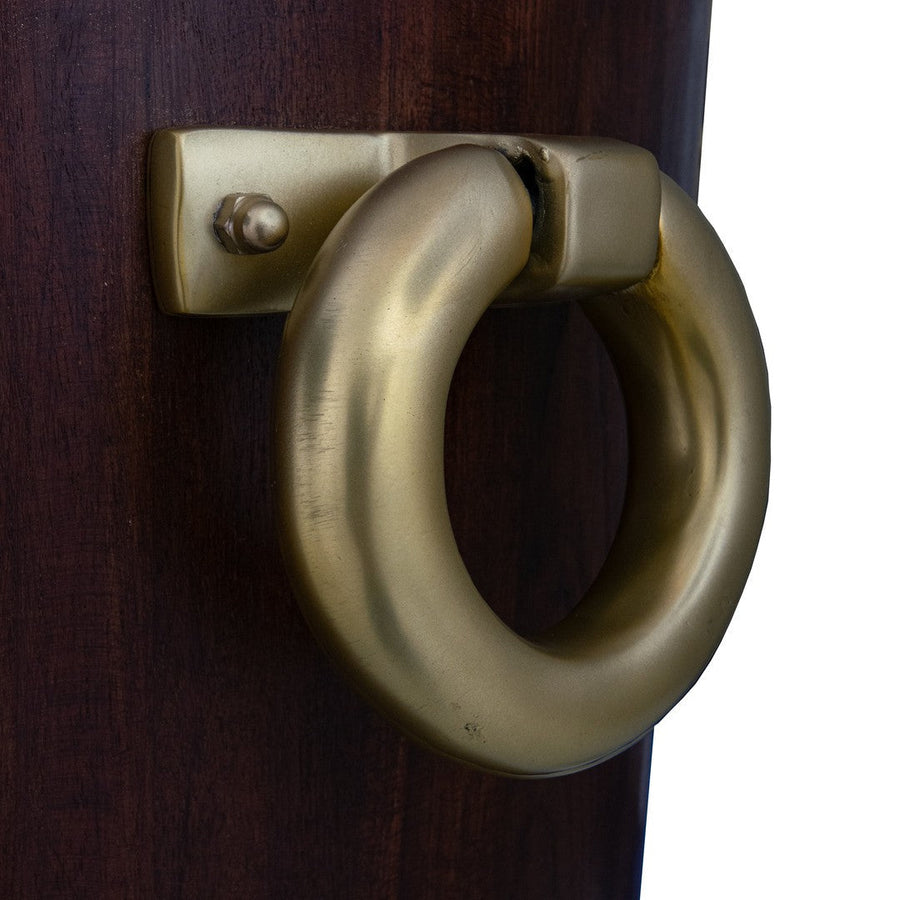 Oakley Container in antique brass and brown — detail