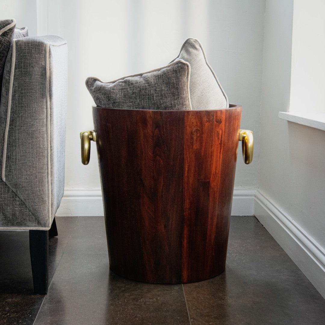 Oakley Container in antique brass and brown — alternative angle