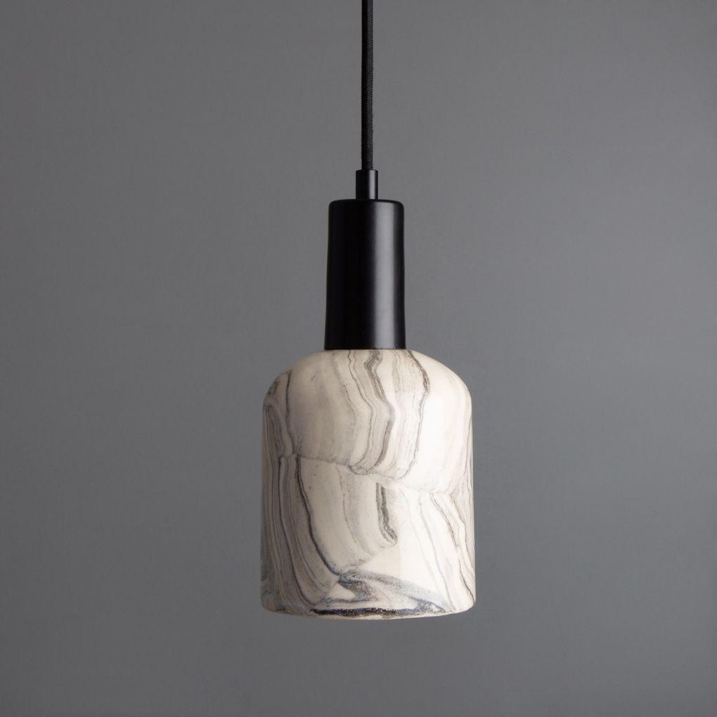 Osier Ceramic Pendant Light - Marbled - Mullan Lighting