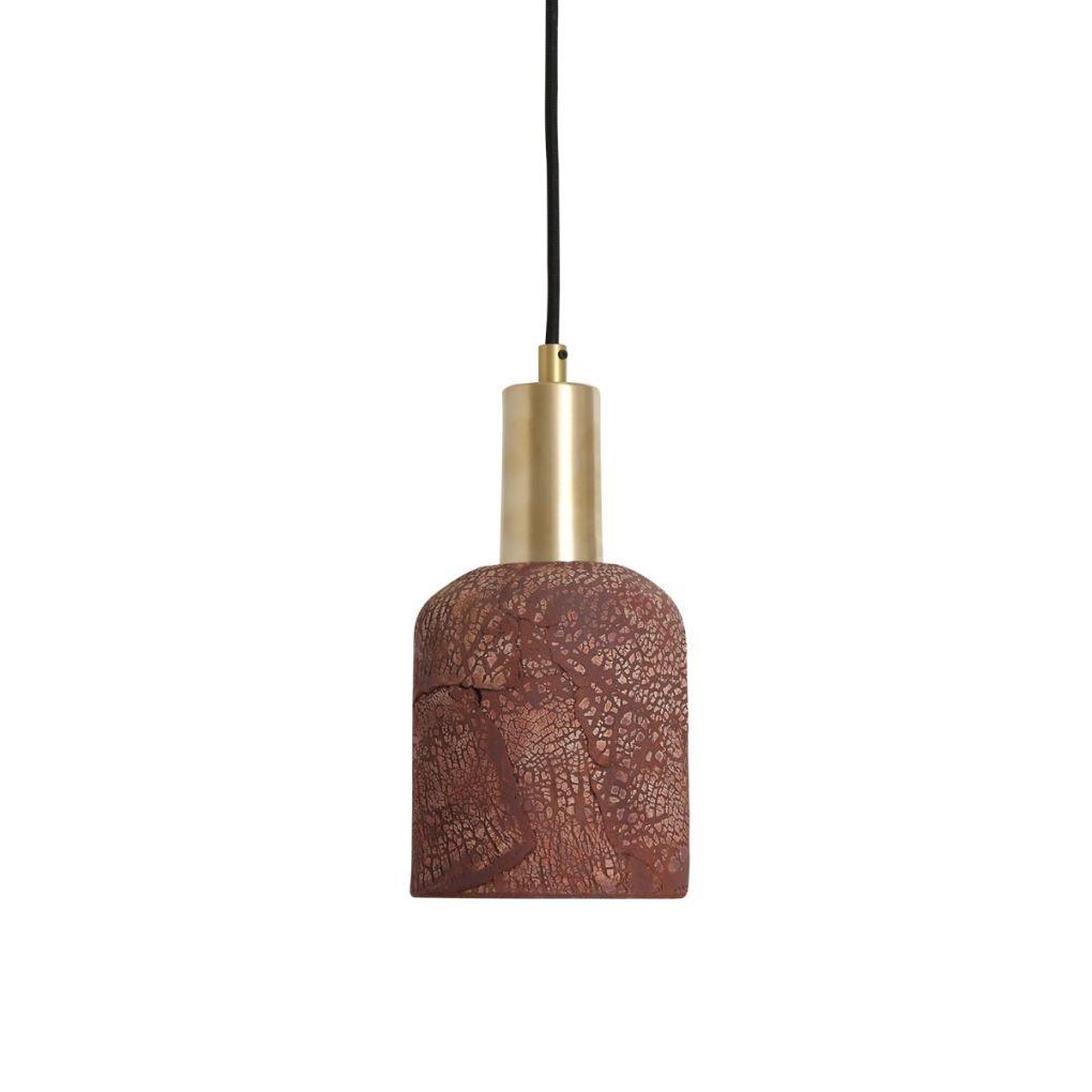 Osier Ceramic Pendant Light - Red Iron - Mullan Lighting