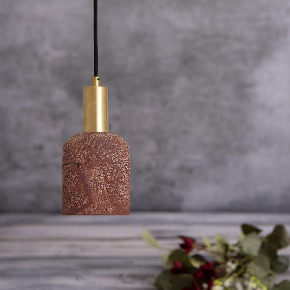 Osier Ceramic Pendant Light - Red Iron - Mullan Lighting