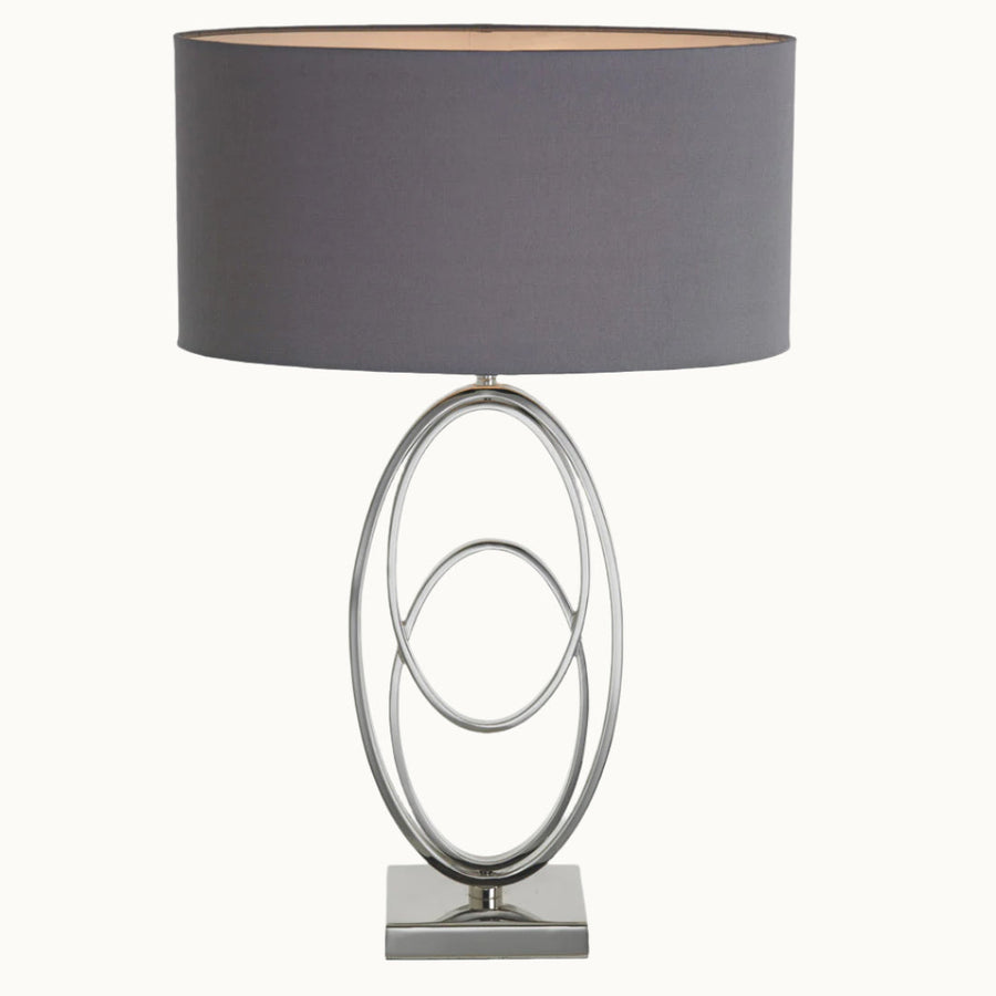 Oval Rings Table Lamp - Nickel in polished nickel and grey — alternative angle