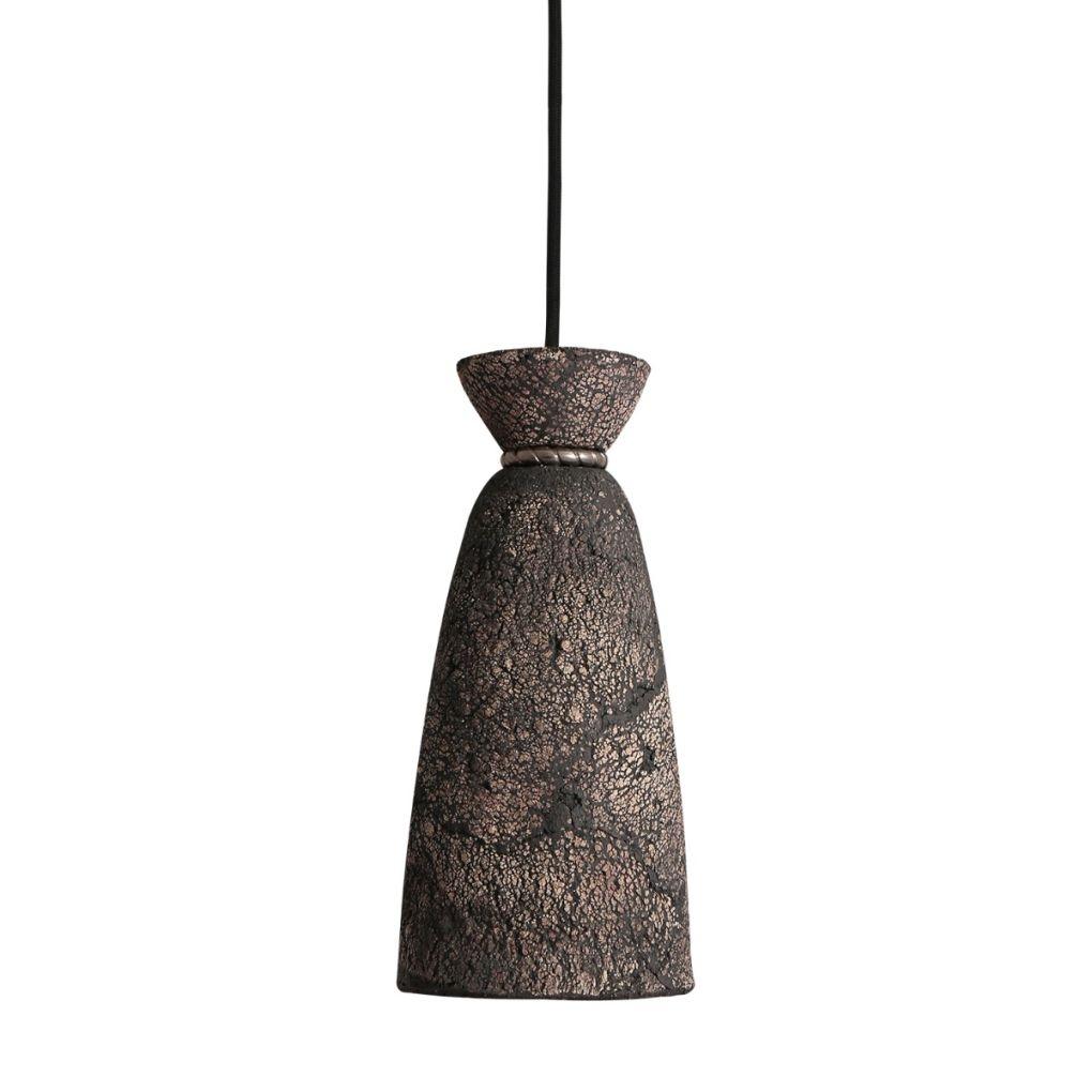 Pando Organic Ceramic Pendant Light - Black Clay - Mullan Lighting