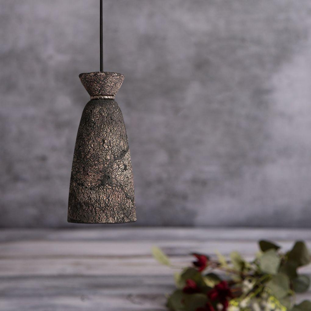 Pando Organic Ceramic Pendant Light - Black Clay - Mullan Lighting