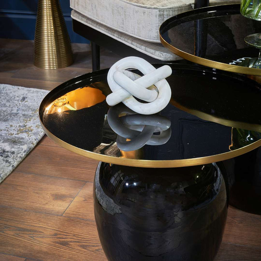 Penna Nest of Tables in matt black and gold — alternative angle