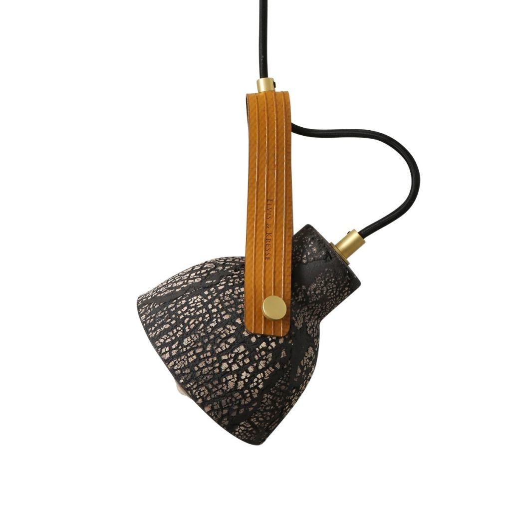 Pera Ceramic Pendant with Rescued Fire Hose Strap - Black Clay - Mullan Lighting
