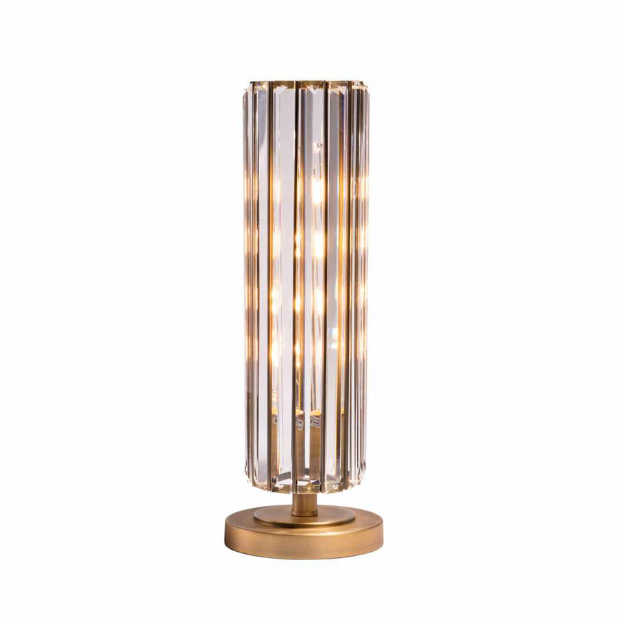 Reagan Table Lamp in antique clear and brass — front view