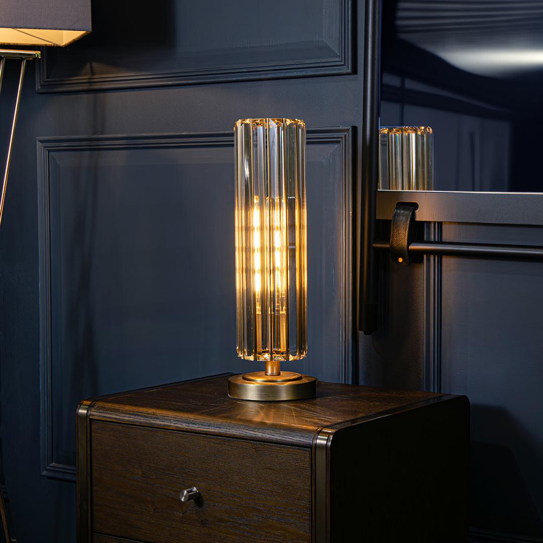 Reagan Table Lamp in antique clear and brass — alternative angle