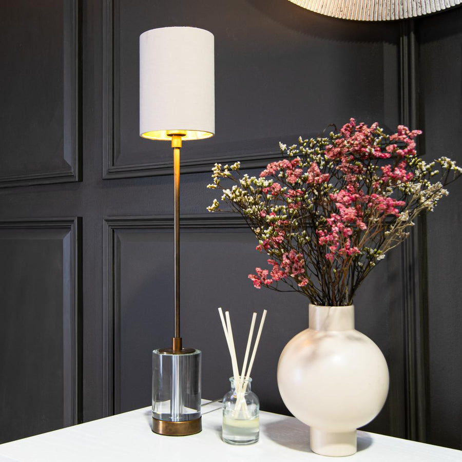 Reno Table Lamp in antique brass and soft latte — alternative angle