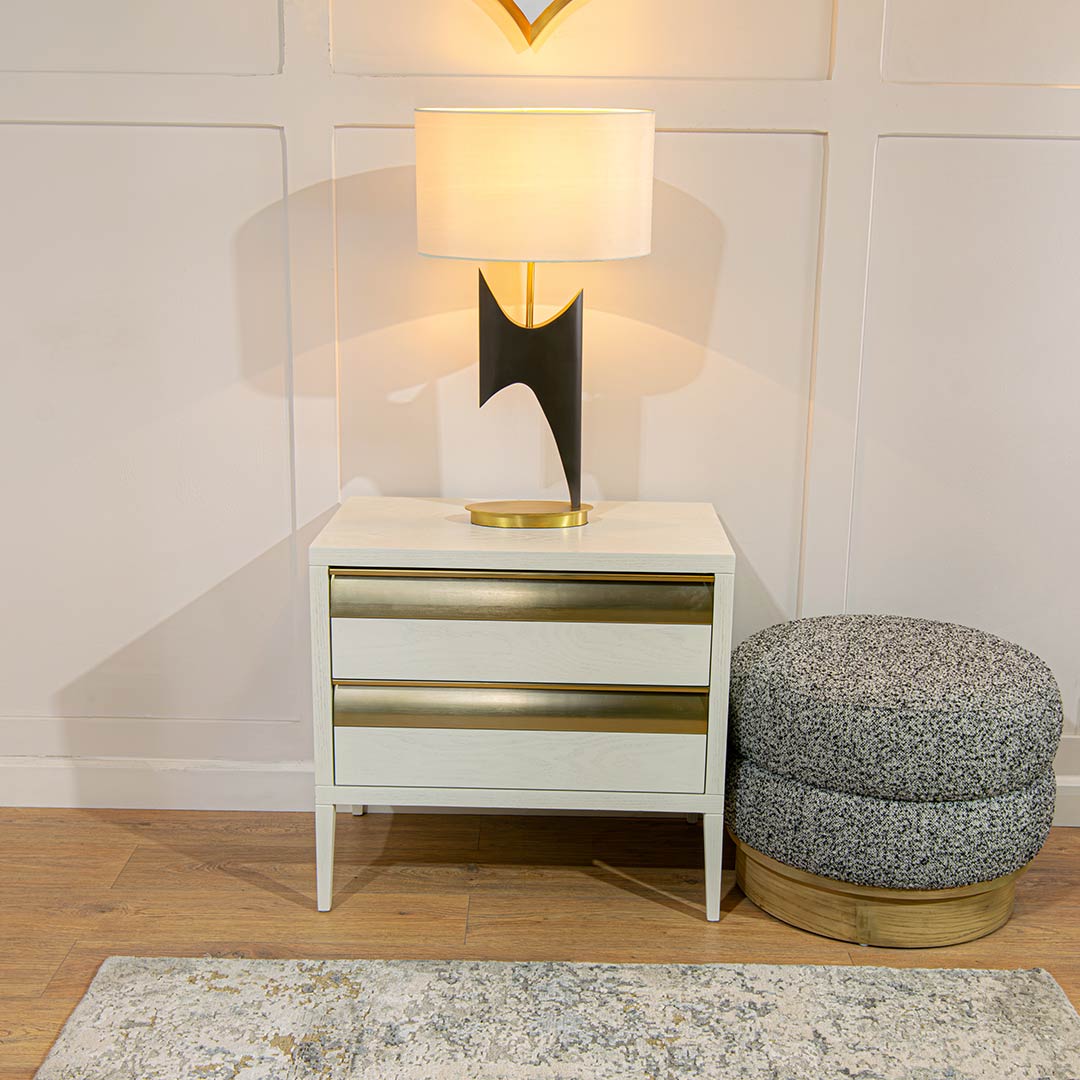 Rhona Side Table in white and brass — alternative angle