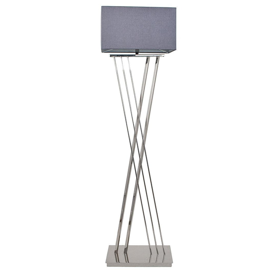 Roma Floor Lamp in polished nickel and grey — front view