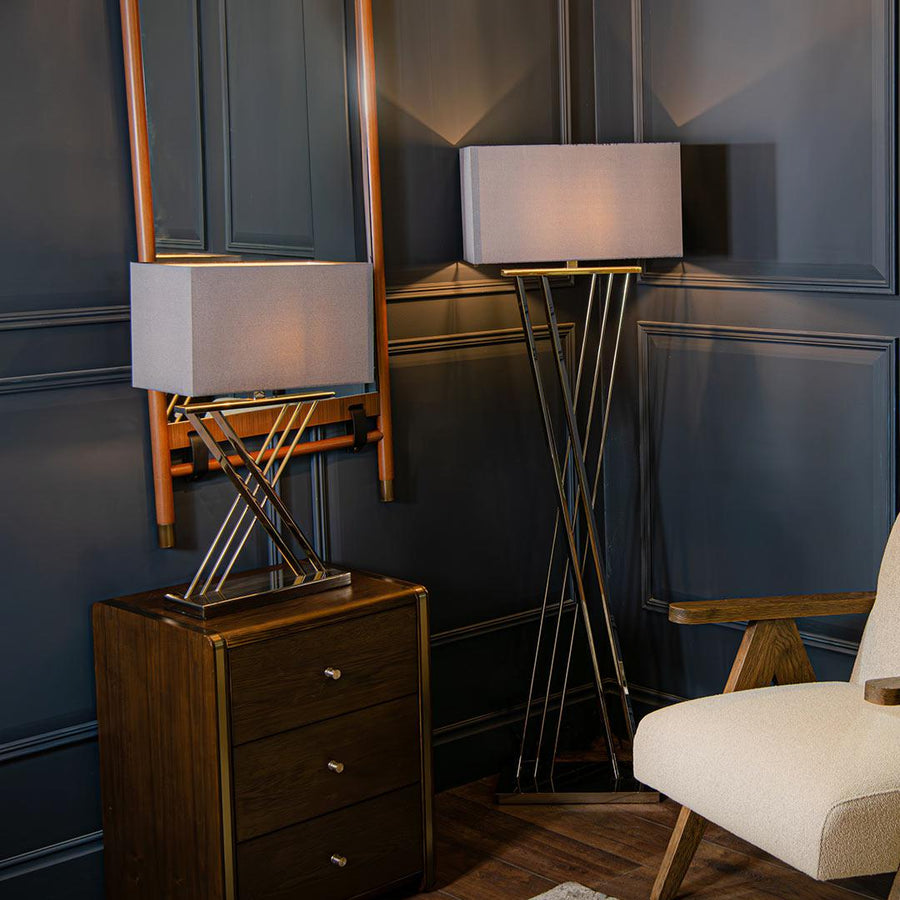 Roma Table Lamp in polished nickel and grey — detail