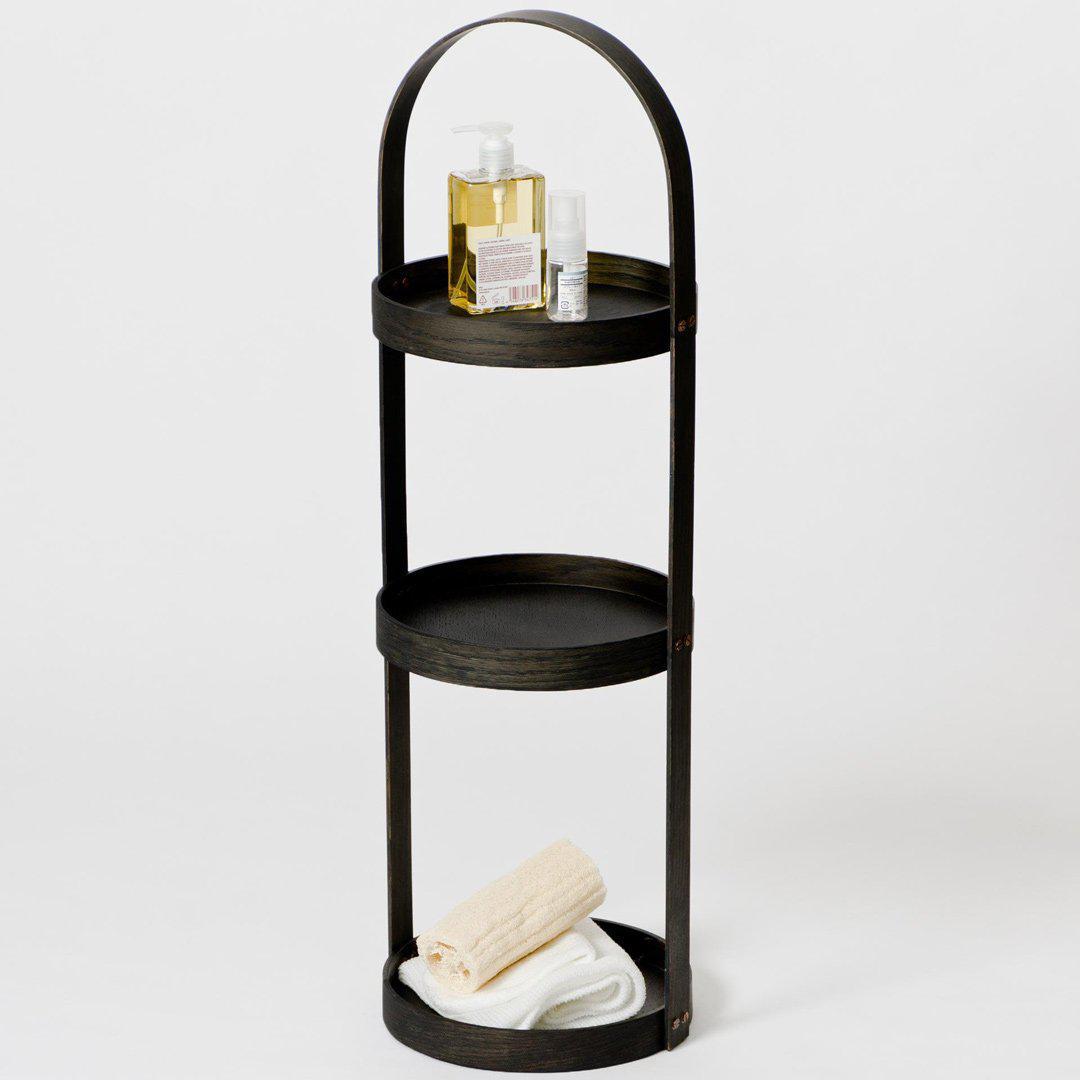 Round Bathroom Caddy  - Dark Oak