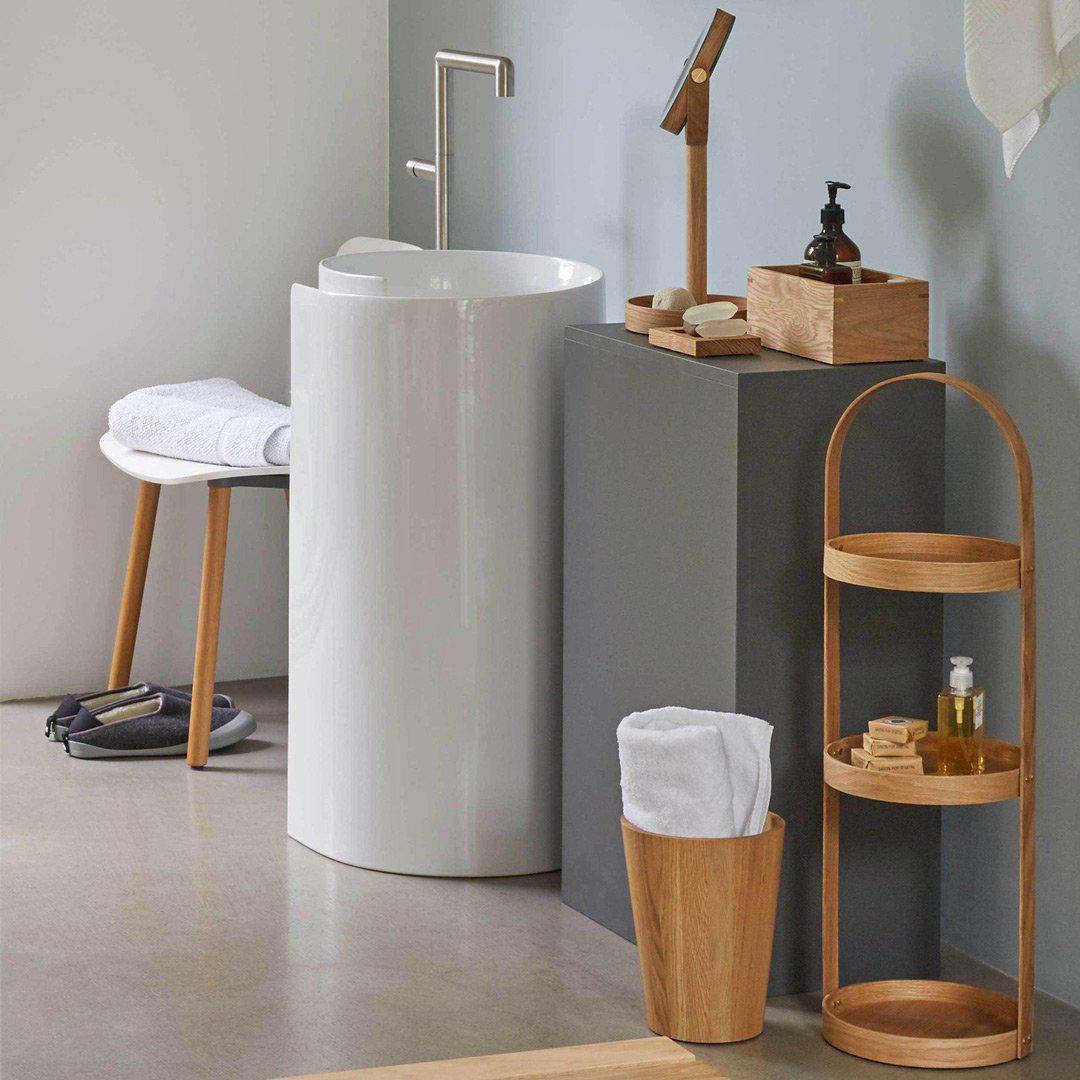 Round Bathroom Caddy  - Natural Oak