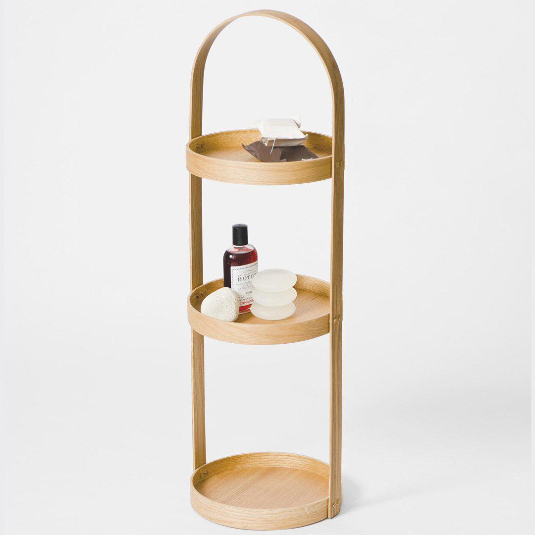 Round Bathroom Caddy  - Natural Oak