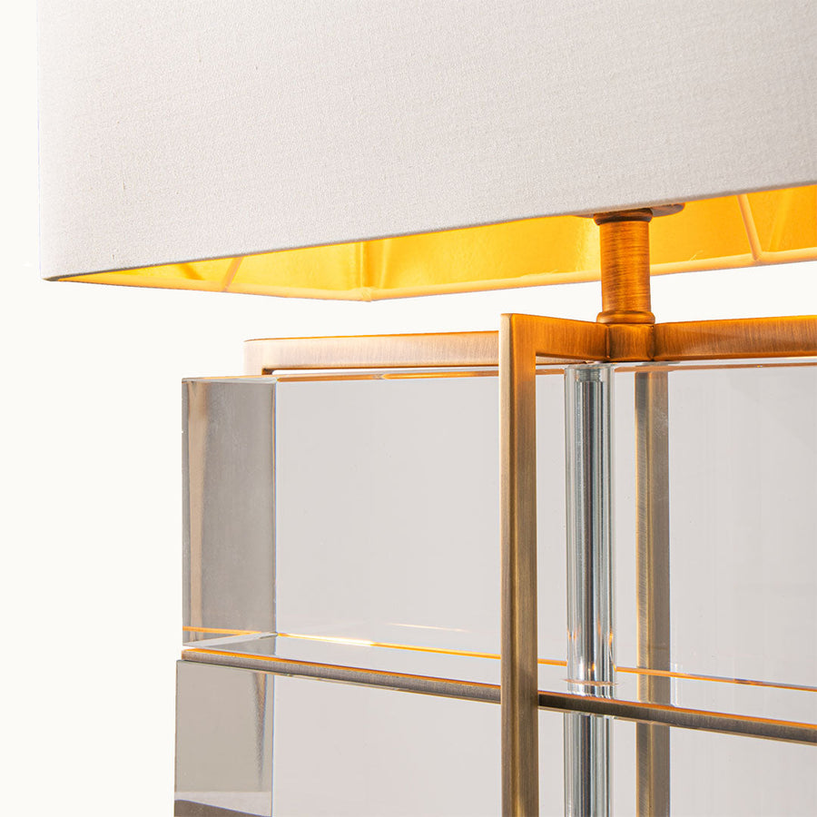 Rune Table Lamp in antique brass and opal — detail