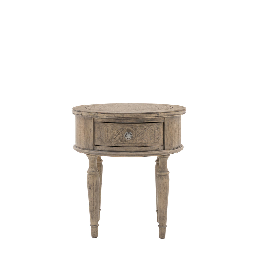 Rustique Round 1 Drawer Side Table