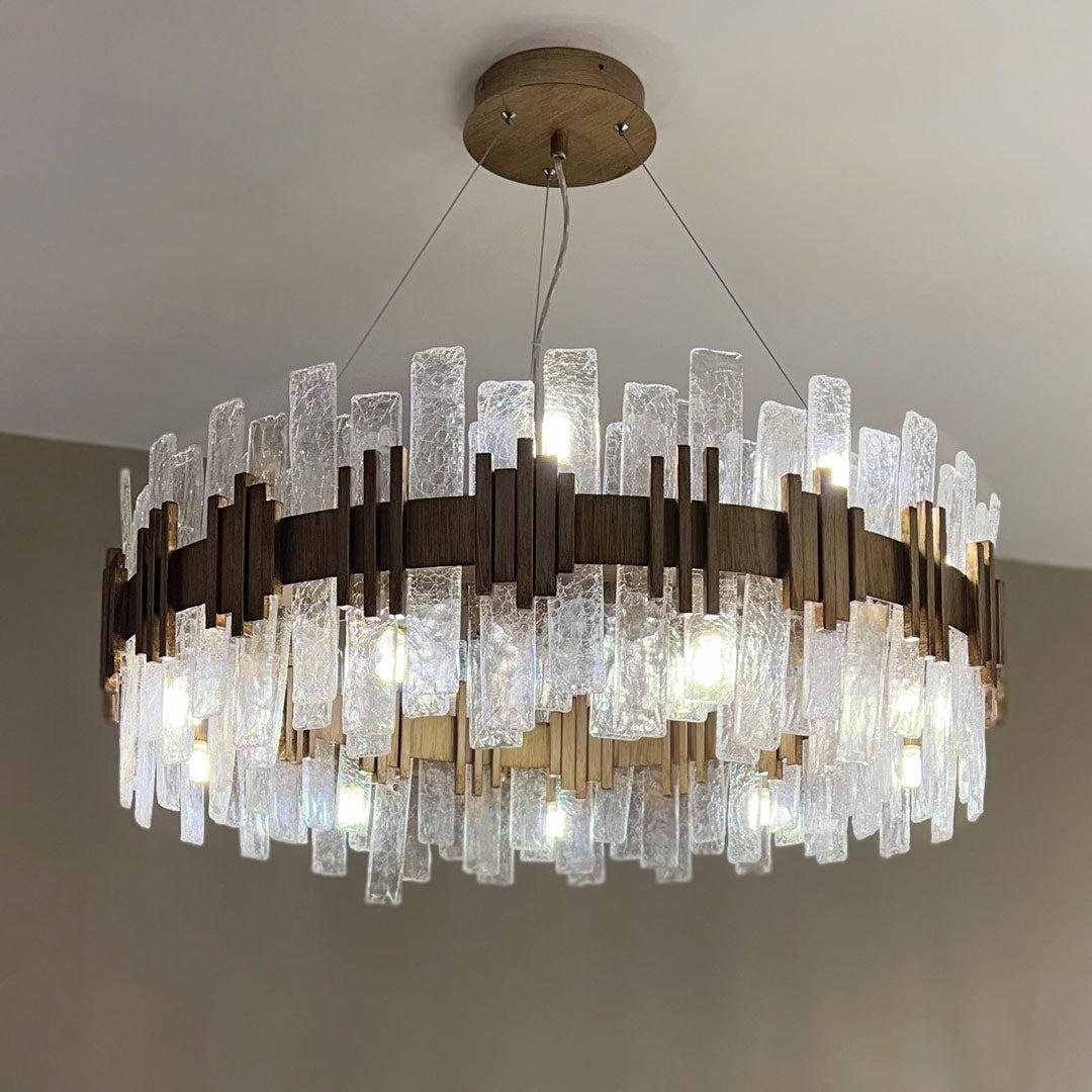 Saiph 80cm Chandelier in painted gold and clear — alternative angle