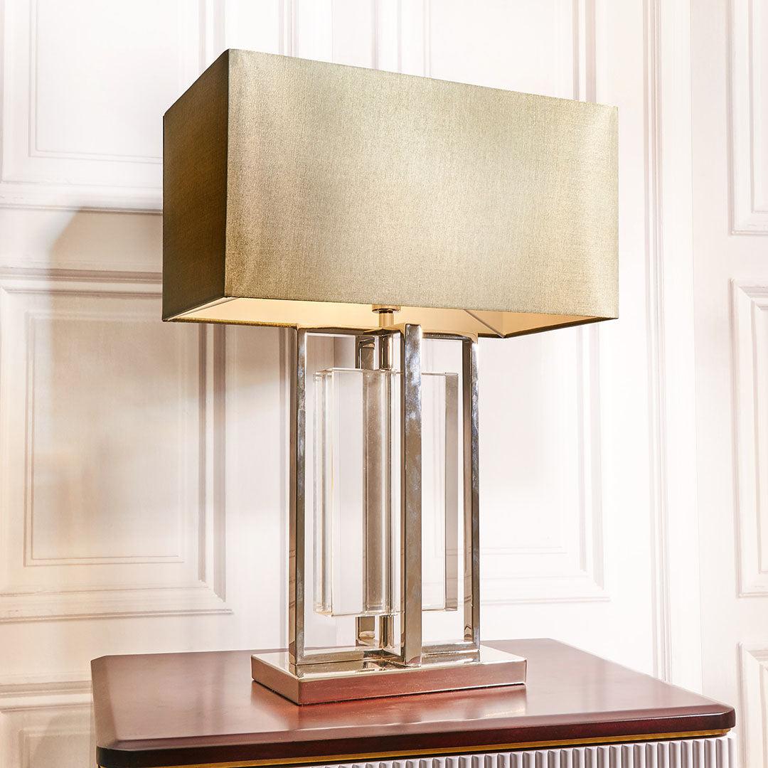 Sarre Table Lamp in polished nickel and charcoal — alternative angle