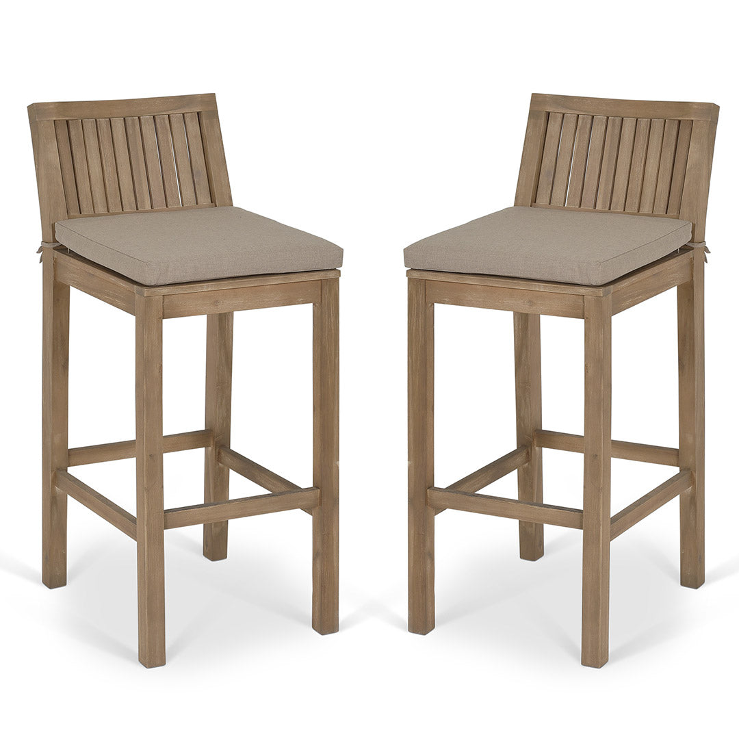 Set of 2 Porthallow Bar Stools - Natural