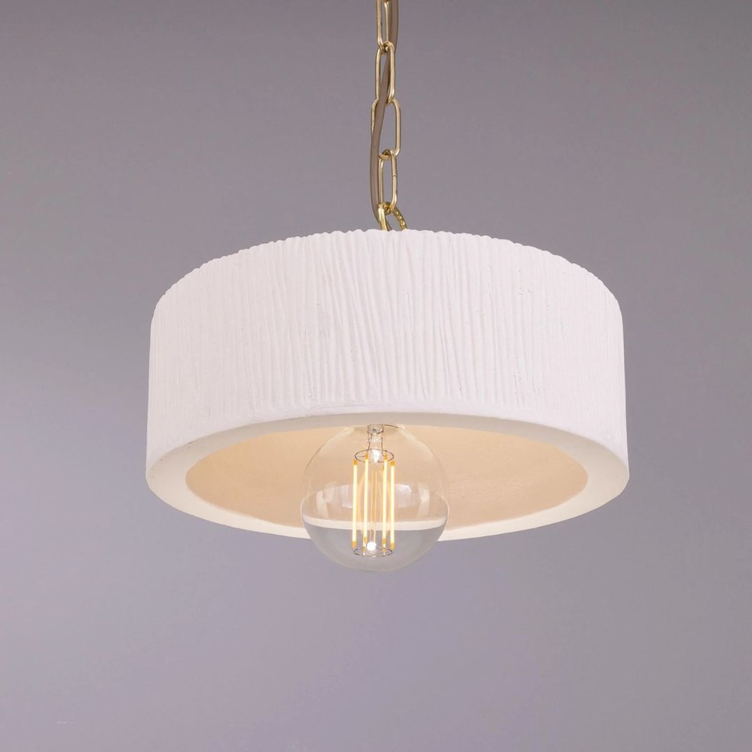 Seville Ceramic Modern Pendant Light - Matte White Striped