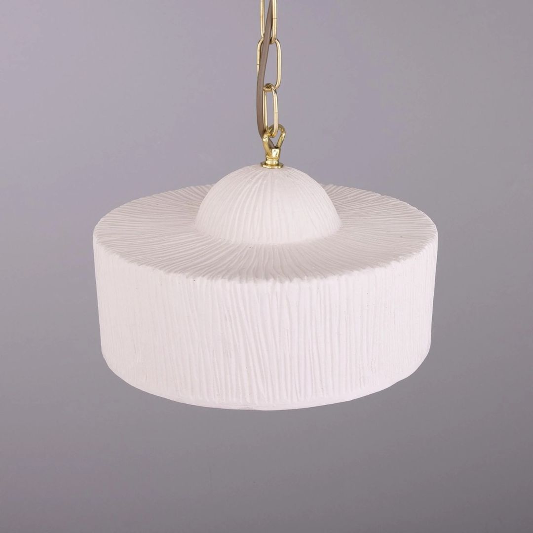 Seville Ceramic Modern Pendant Light - Matte White Striped