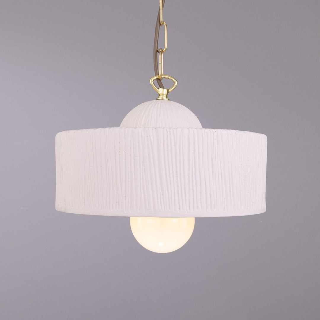 Seville Ceramic Modern Pendant Light - Matte White Striped