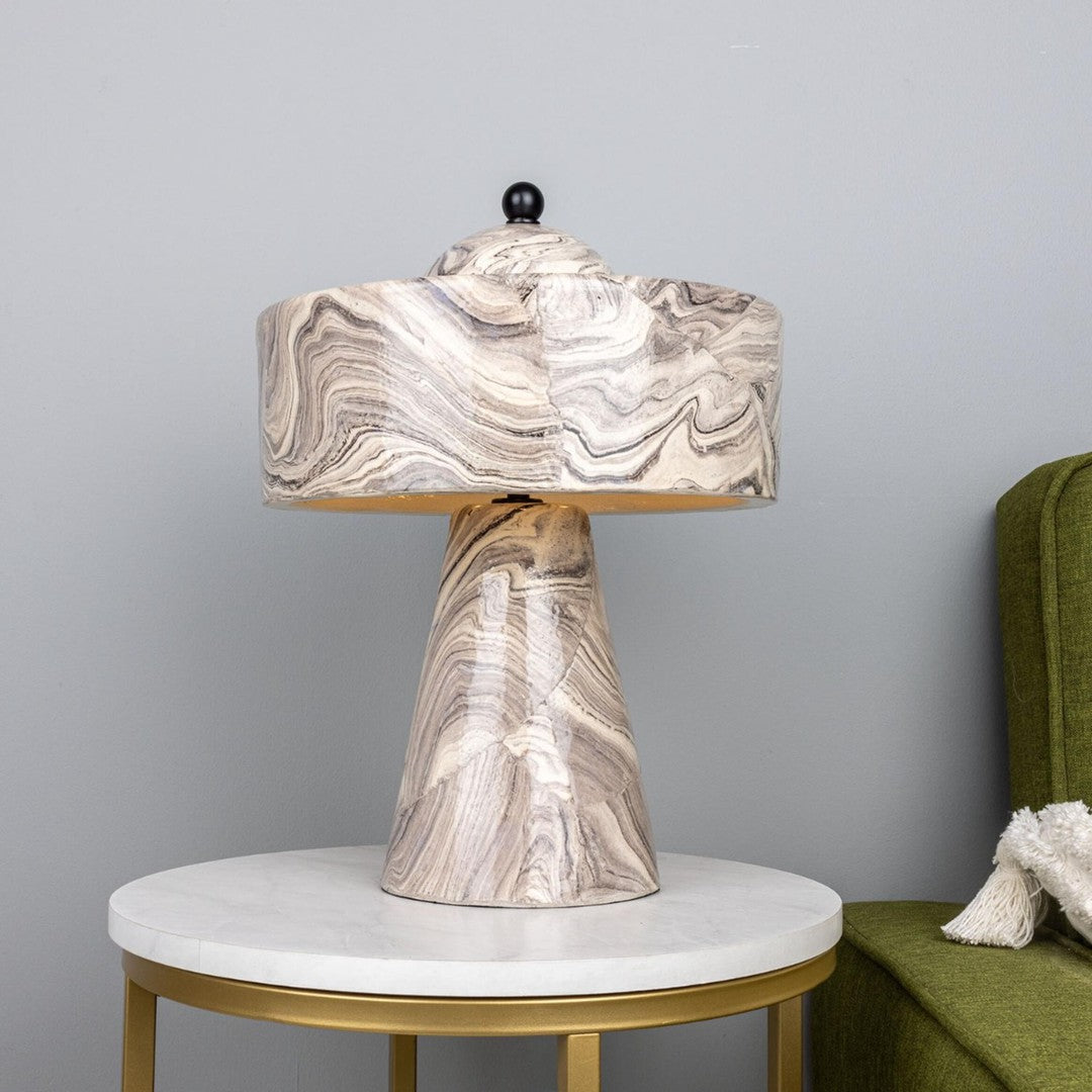 Seville Marbled Ceramic Mid-Century Modern Table Lamp