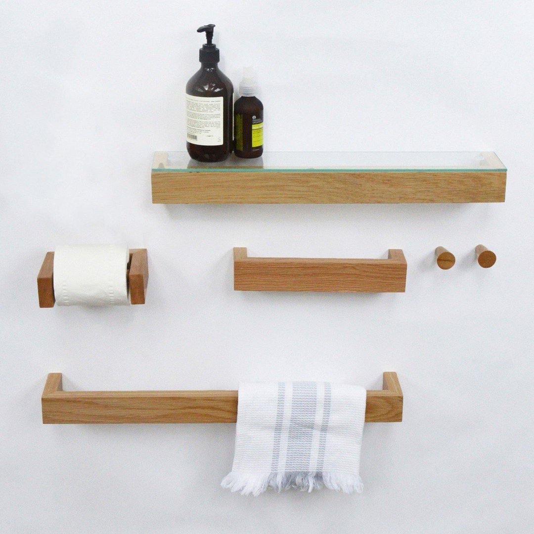 Slimline Glass Shelf - Natural Oak