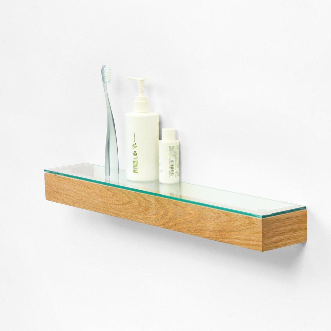 Slimline Glass Shelf - Natural Oak