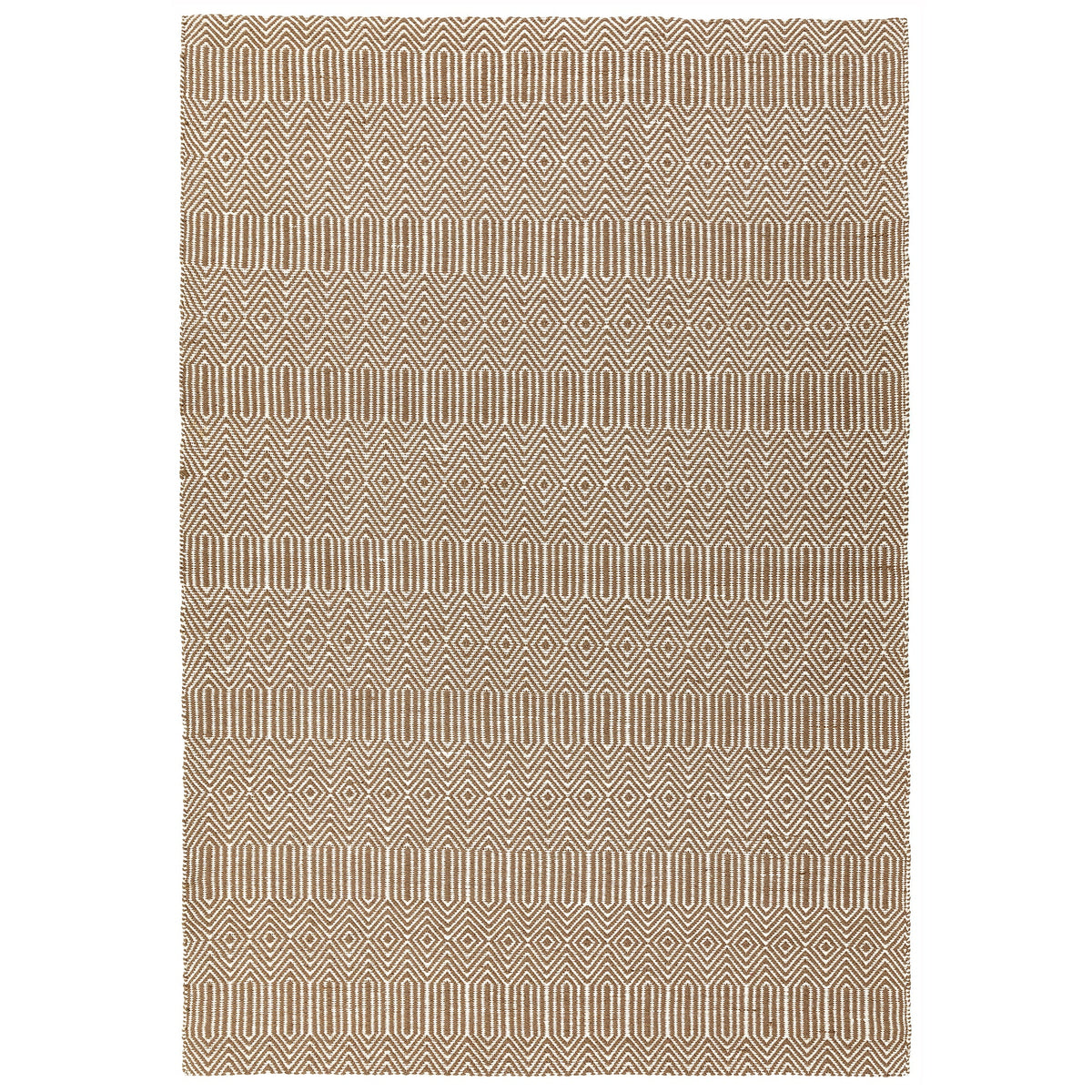 Sloan Taupe geometric flatweave rug on a plain background