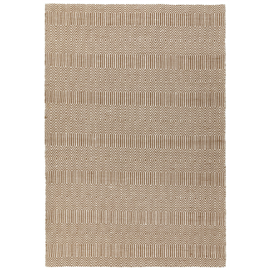 Sloan Taupe geometric flatweave rug on a plain background