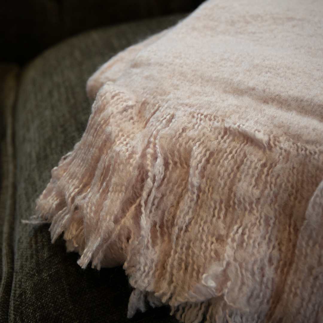 Sophia Faux Mohair Throw - Baby Pink