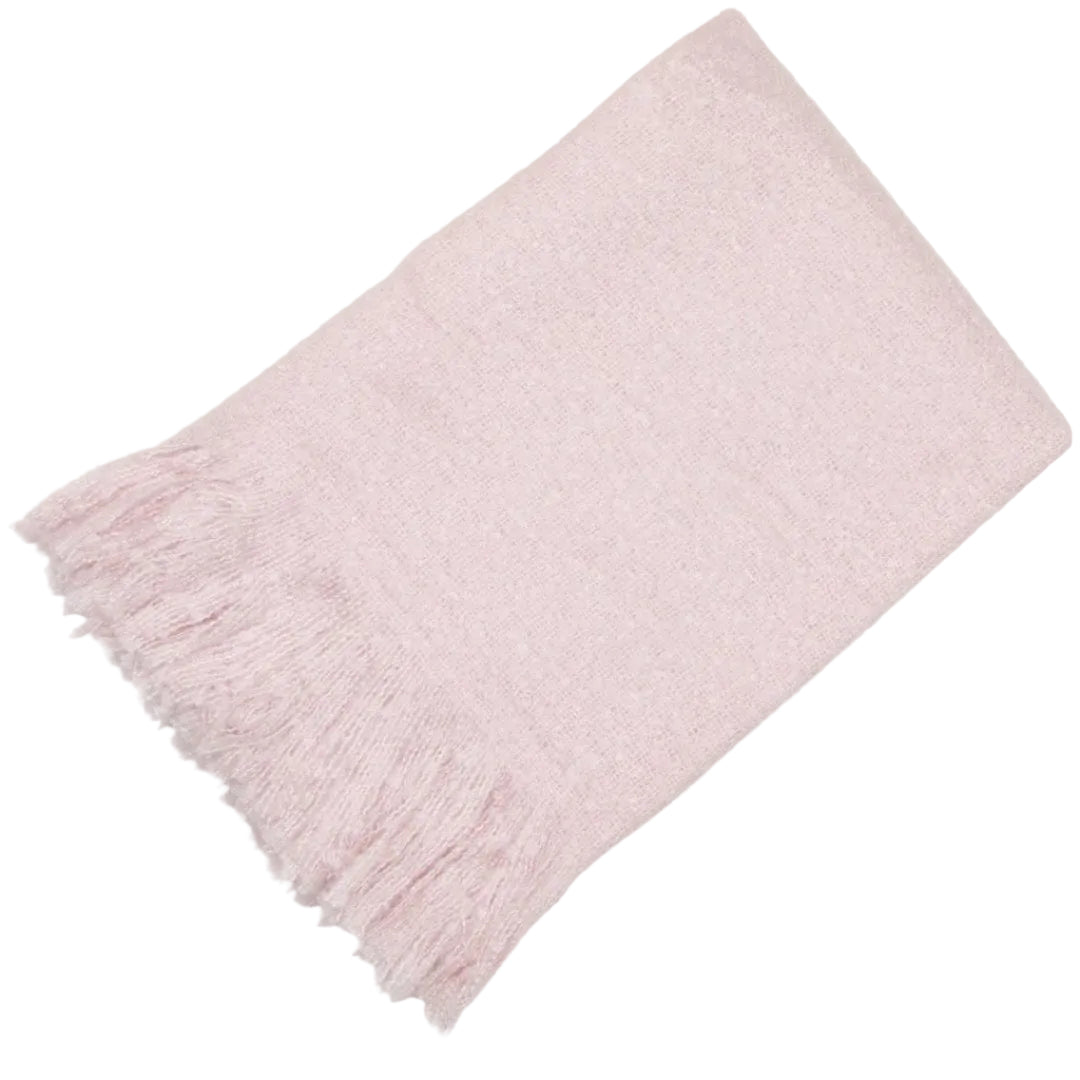 Sophia Faux Mohair Throw - Baby Pink