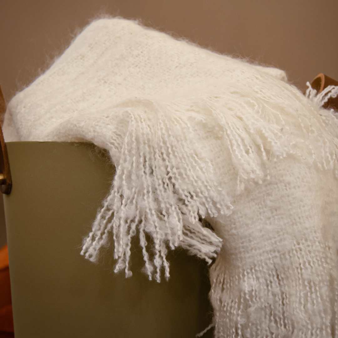 Sophia Faux Mohair Throw- Ivory