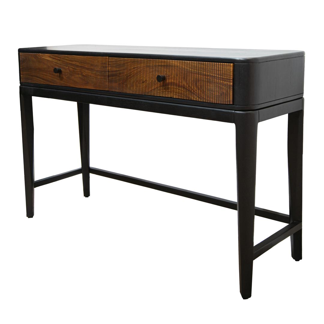 Sullane Console Table in stained black and brown — alternative angle